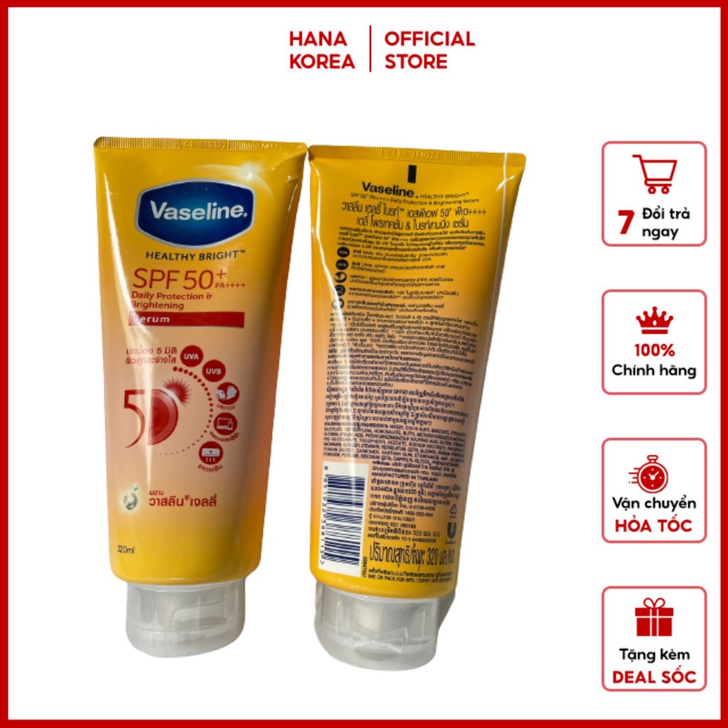 DƯỠNG THỂ trắng da Vaseline 50x SPF 50+ Thái Lan