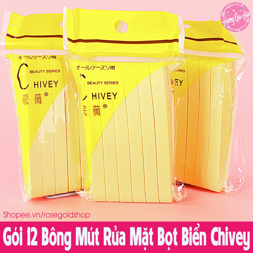 Gói 12 Bông Mút Rửa Mặt Bọt Biển Chivey