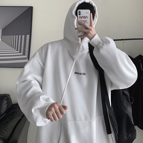 Áo hoodie tay dài kiểu Hàn Quốc cổ tròn thời trang cá tính cho nam và nữ