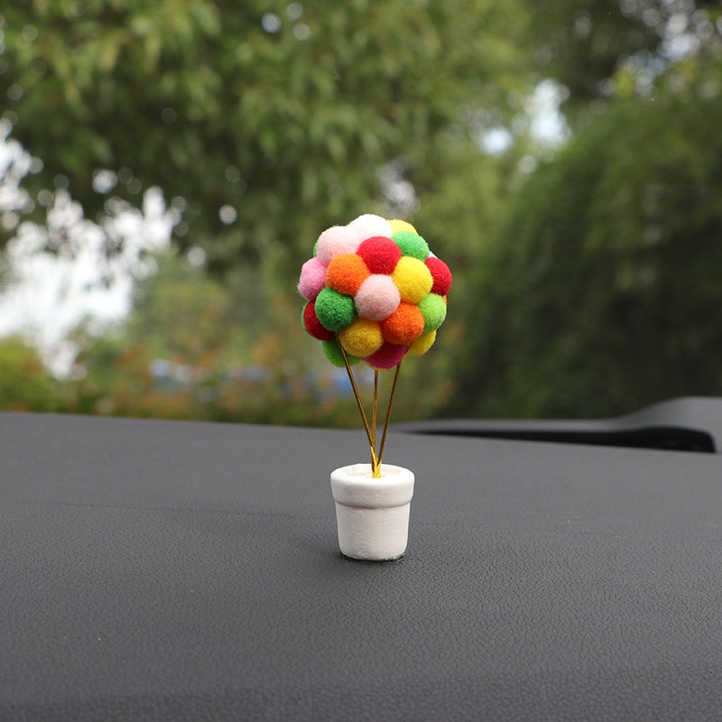 Bong Bóng Lông Xù Nhiều Màu Mini Trang Trí Xe Hơi