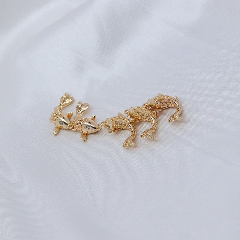 Khuyên Tai Cá Chép Ba Chiều Bằng Đồng Mạ Vàng 18K DIY