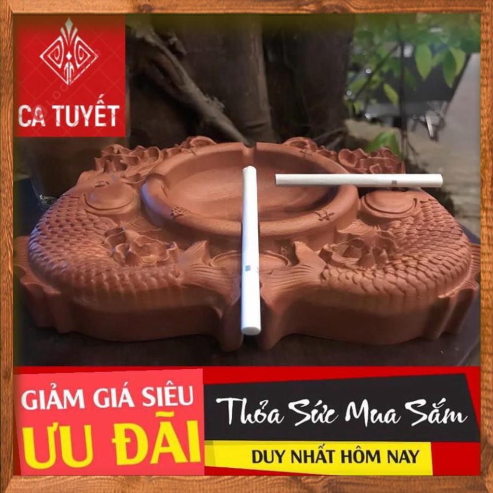 Gạt Tàn Thuốc Vuông Bằng Gỗ Hương Trạm Khắc Tinh Xảo