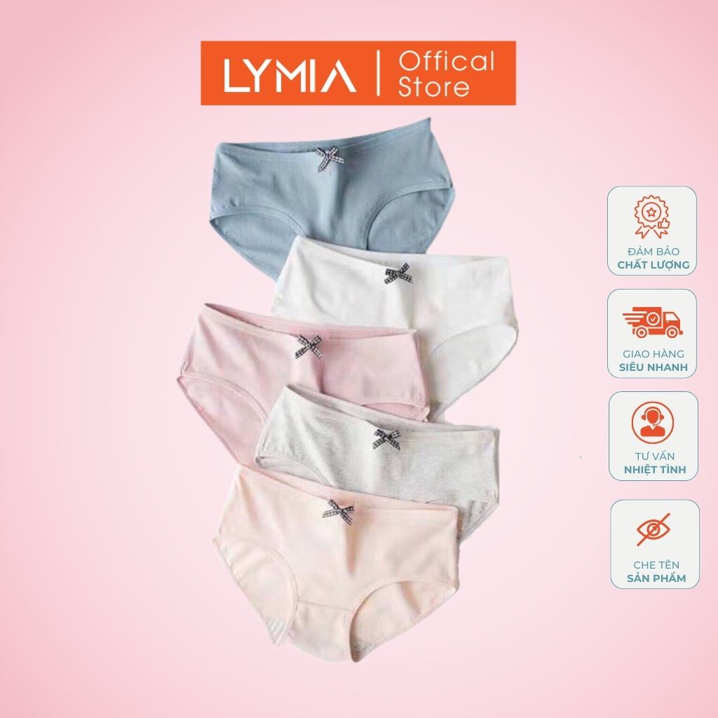 Set 10 Quần Lót Cotton Nữ Basic 012 Cạp Nơ Caro