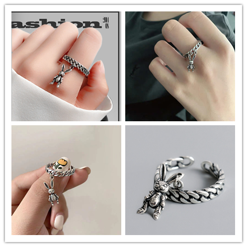 Nhẫn Đeo Tay Kim Loại Tạo Hình Thỏ Dễ Thương Cho Nữ