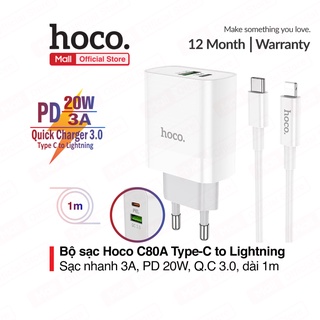 Bộ Sạc Nhanh Iphone Hoco C80A 2 Cổng PD 20W QC 3.0 Cho iPhon 11/12/13 ProMax/X/ 8/7plus – Bảo Hành 6 Tháng