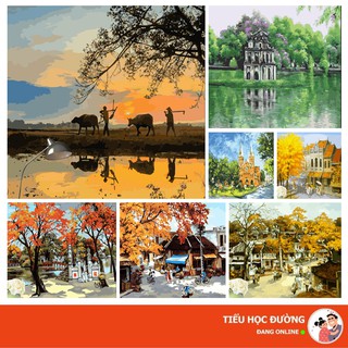 Tranh Số Hoá Phong Cảnh Việt Nam Sơn Dầu DIY Tranh Đồng Quê Tự Tô Màu Theo Số Đã Căng Sẵn Khung Có Sẵn Giá Rẻ