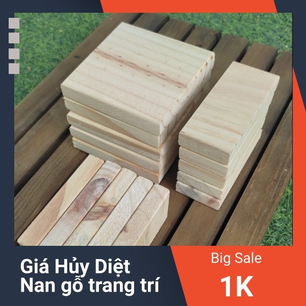 Sốc 1k - 1 nan gỗ thông decor Diy 9 x 9