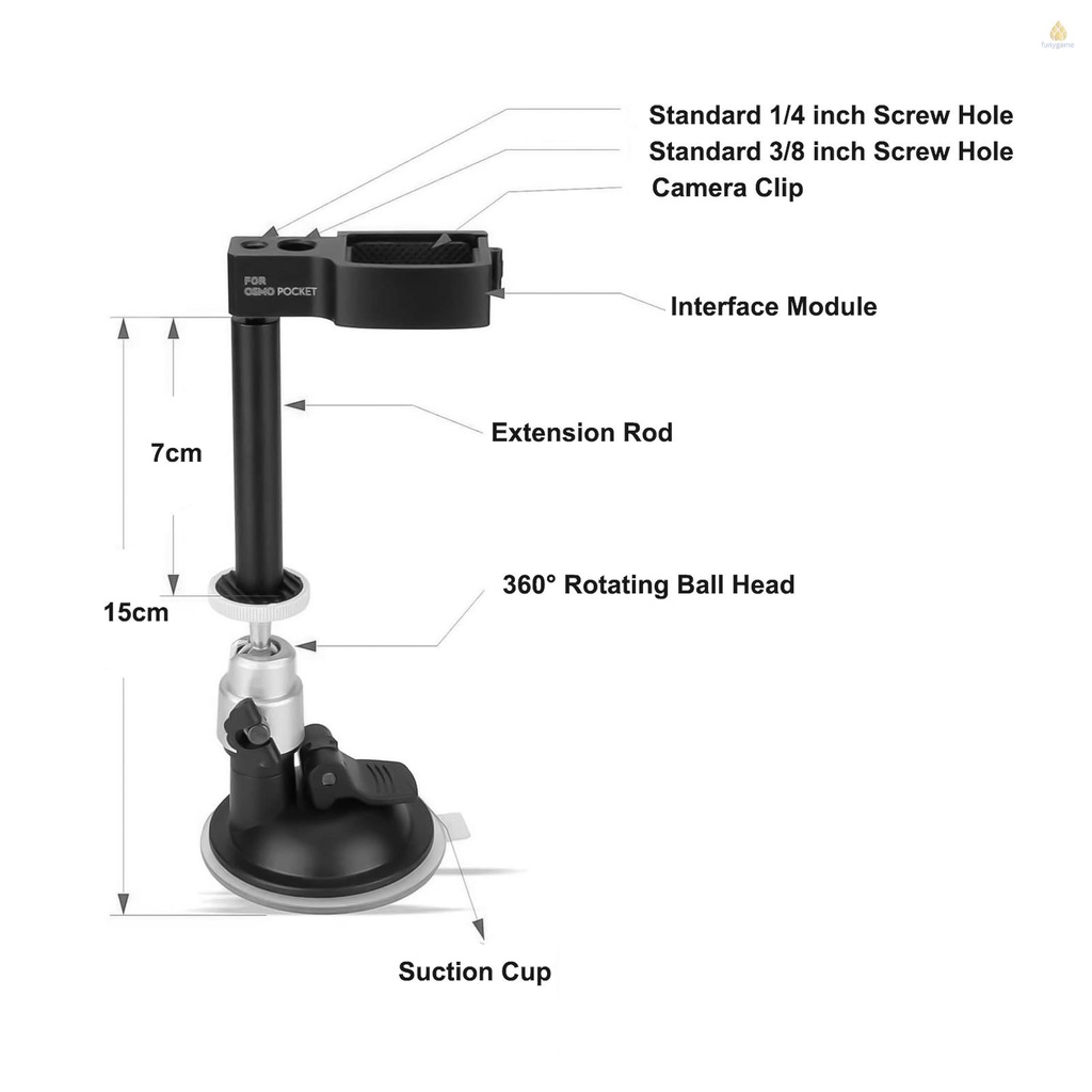 Giá Đỡ Máy Ảnh DJI Osmo Pocket / Pocket 2 Bằng Hợp Kim Nhôm Có Giác Hút Gắn Kính Chắn Gió Xe Hơi