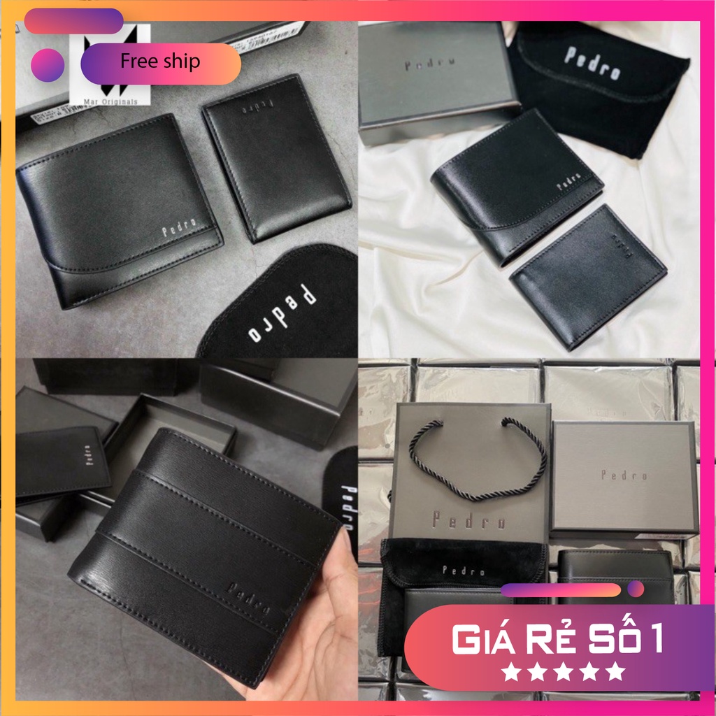 Set ví nam Pedro 2 loại full box, túi giấy có tặng kèm cardholder thích hợp làm quà tặng hàng hotr