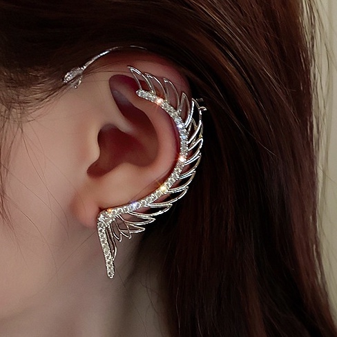 Khuyên Tai Hình Cánh Thiên Thần Đính Đá Phong Cách Nhật Hàn Mới