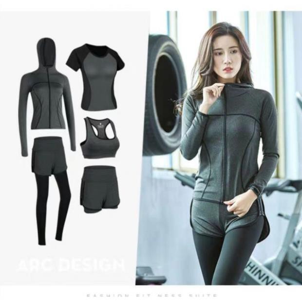 [Hàng sẵn size M] Set tập thể thao, Gym, Yoga cao cấp 5 món