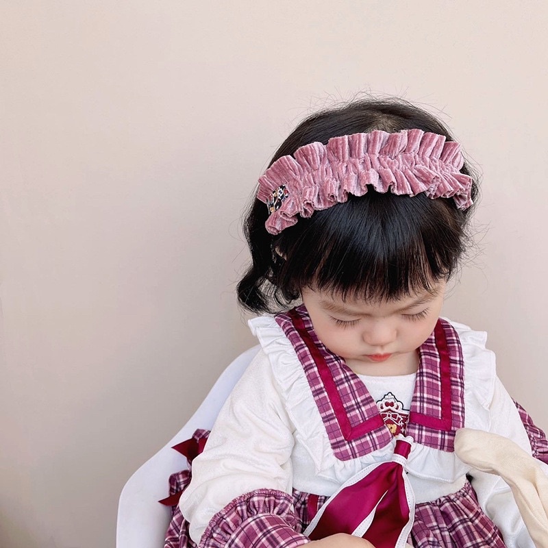 Băng đô Nhung xếp ly phong cách retro kiểu Pháp cho bé