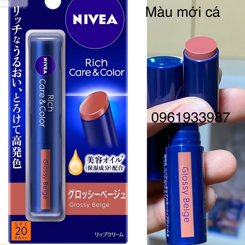 (Mẫu mới) Son dưỡng môi NIVEA Rich Care &amp; Color SPF20 PA++ có màu - Nhật Bản