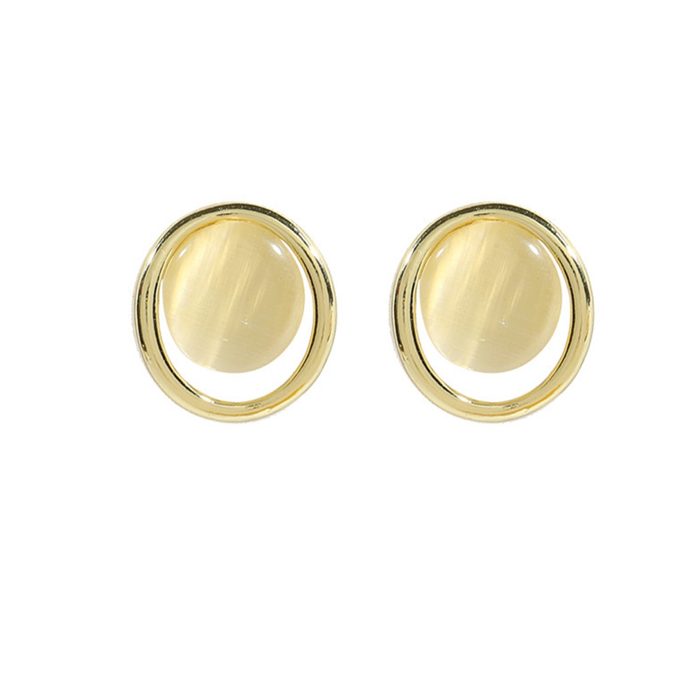 Đôi Khuyên Tai Đính Đá Mắt Mèo Thời Trang Thanh Lịch Cho Nữ