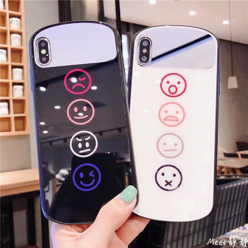 Ốp lưng iphone đôi tráng gương hình biểu cảm điện thoại 7 8 plus x xs xr 11 pro max se2