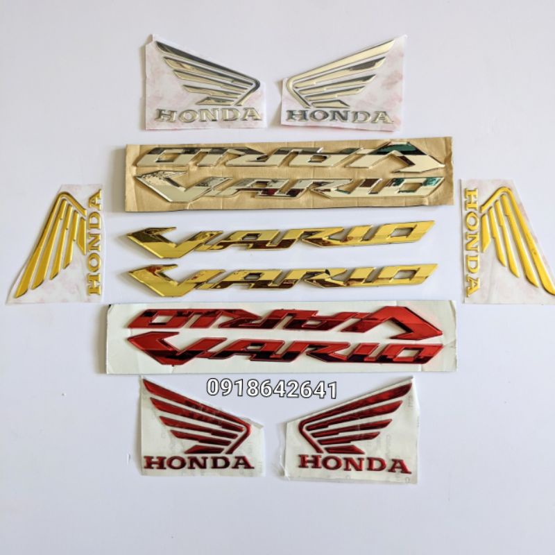 Combo tem chữ Vario đời đầu đi kèm cánh chim Honda nhựa dẻo