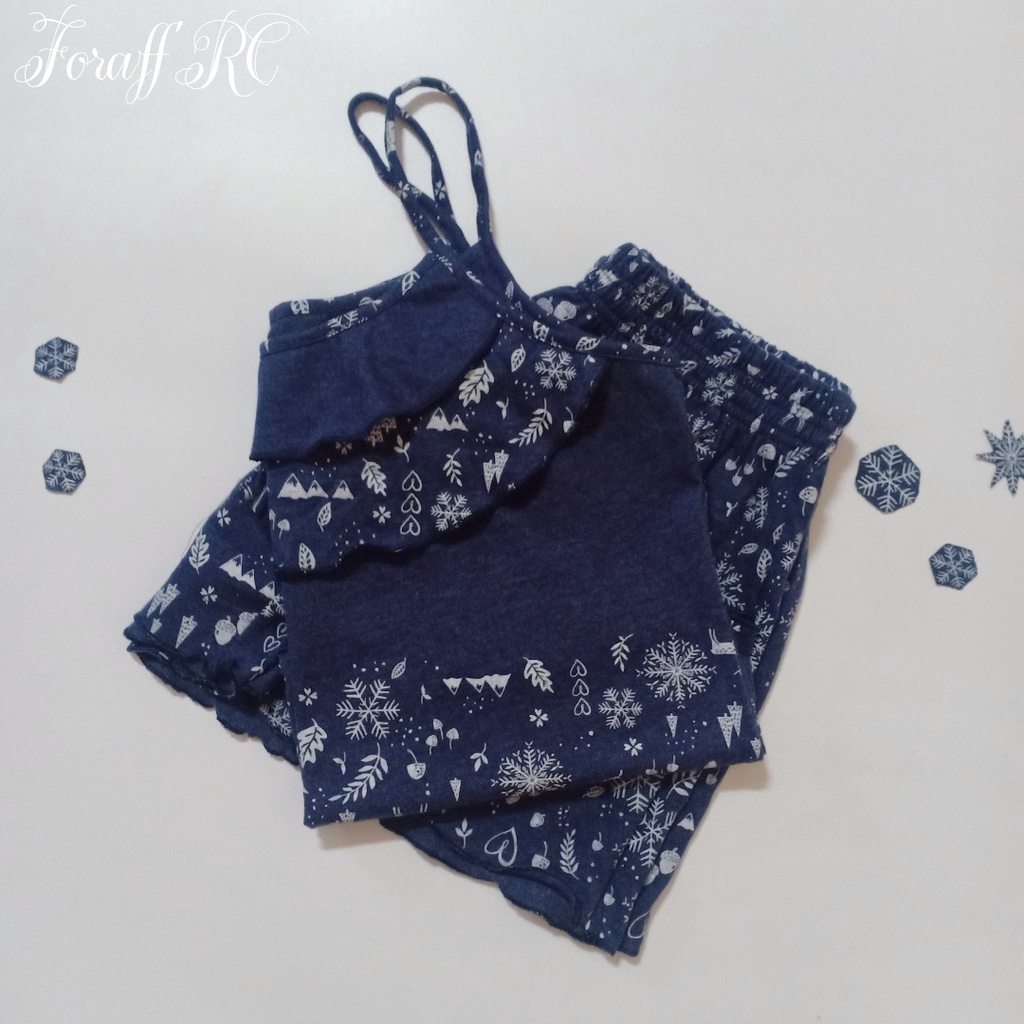 Đồ bộ ngủ hai dây RCB07, ngực nhún bèo 2 tầng, thun borip cotton 2c