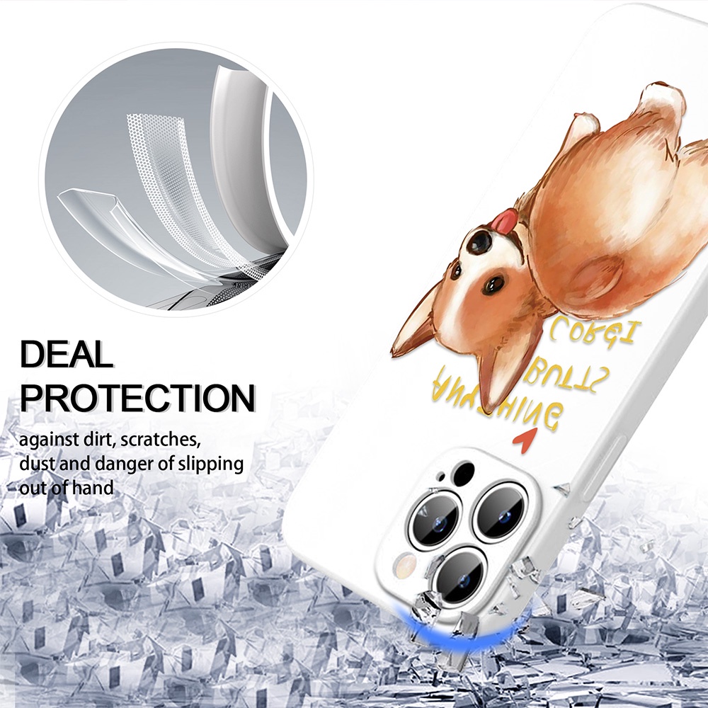 Dễ Thương Ốp Điện Thoại silicone Mềm Thiết Kế Hình corgi Bảo Vệ Ống Kính Máy Ảnh Cho iphone 14 pro max 13 12pro 11