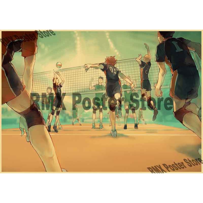 Tranh Giấy Kraft Treo Tường In Hình Anime Bóng Chuyền / Haikyuu Trang Trí Nhà Cửa / Quán Cà Phê