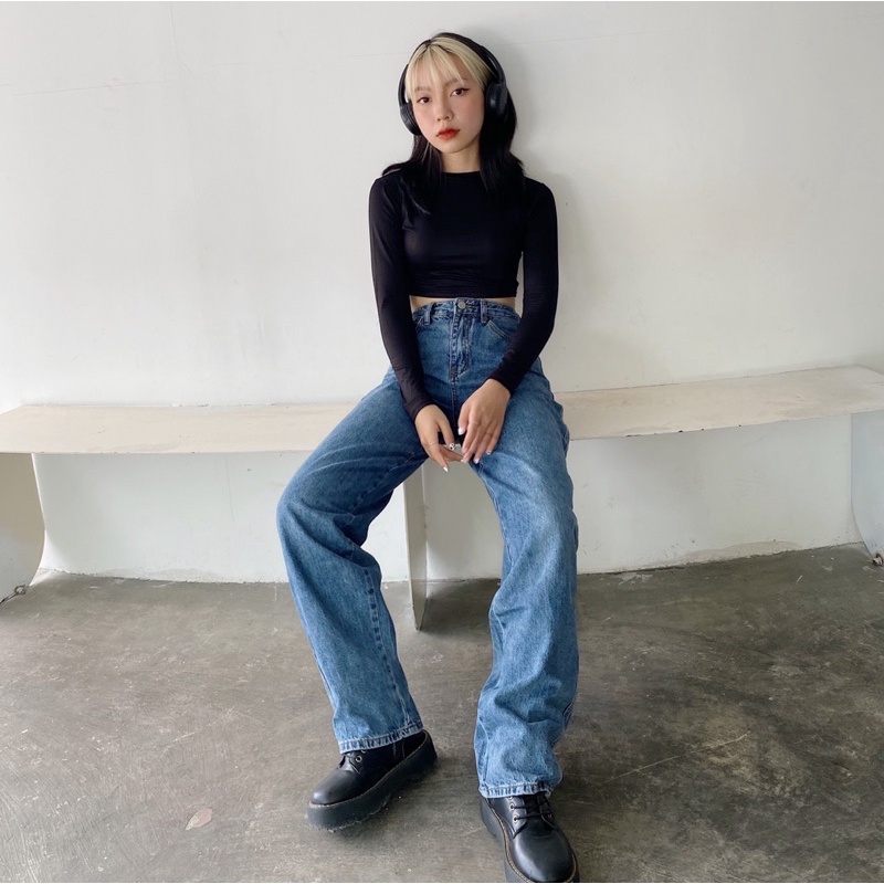 ÁO CROP TRƠN TAY DÀI-AC020