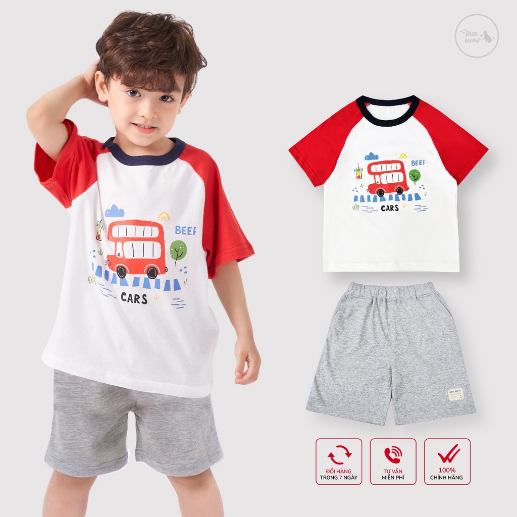 Bộ Đồ Cho Bé Trai Bigfox - Miss Meow, Áo Cộc Tay Quần Lửng Mặc Mùa Hè Chất Cotton Size Trẻ Em 3,4,5,6,7,8 Tuổi