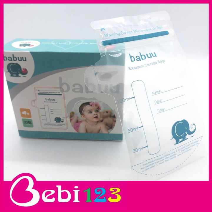 [Mã 267FMCGSALE giảm 8% đơn 500K] Hộp 30 túi trữ sữa có vòi rót Baby Babuu Nhật Bản 100ml
