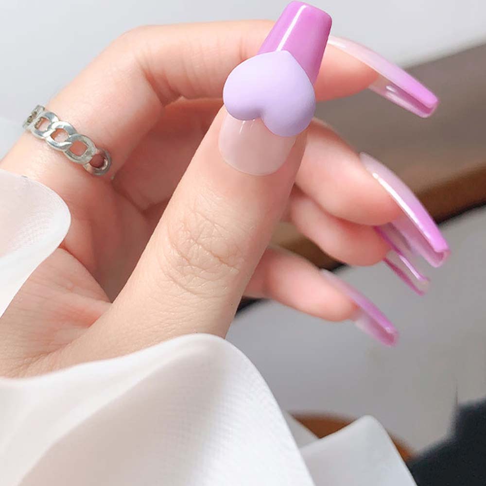 Phụ Kiện Trang Trí Móng Tay Màu Kẹo Dạ Quang Hình Trái Tim Đào Ba Chiều Thời Trang Diy