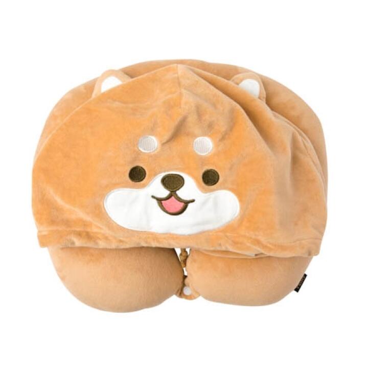 Gối Đệm Cổ ARTBOX Hàn Quốc Màu Nâu Hình Shiba Có Mũ Trùm Đầu Dễ Thương