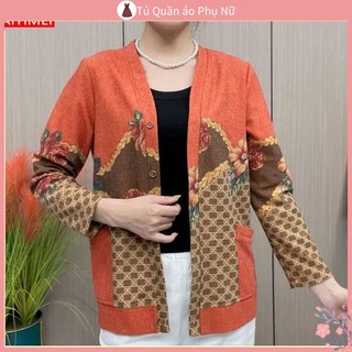 Áo Len Nữ Hàn Quốc Bigsize Dệt Kim Áo Khoác Cardigan Dệt kim In Họa Tiết Size Lớn Thời Trang Xuân Thu Mới Dành Cho Phụ Nữ Trung Niên 40 Tuổi