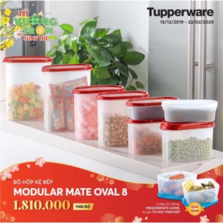 Bộ kệ bếp Oval 8 hộp Tupperware kèm quà tặng