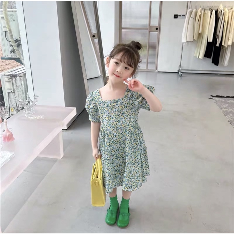 Đầm Melisa hoa nhí nơ vàng cho bé gái siêu xinh