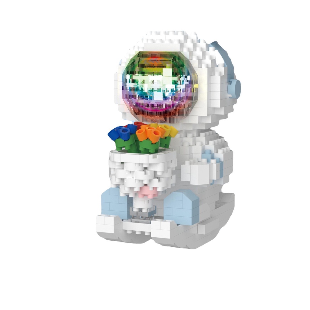 Đồ Chơi Khối Lắp Ráp Phi Hành Gia Hoạt Hình bập bênh Có Đèn Phát Sáng Dành Cho bé