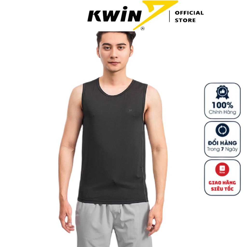 Áo Lót Nam Áo Thun Ba Lỗ Kwin KTT002S9 Màu Đen Dáng Slim Fit Chất Liệu Polyester Thể Thao