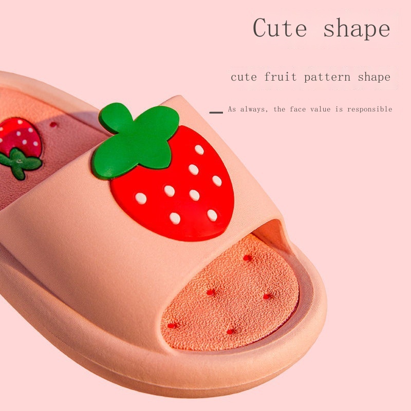 Dép Sandal Chống Trượt Đi Trong Nhà/Nhà Tắm In Họa Tiết Dâu Tây Dễ Thương Dành Cho Bé Trai Bé Gái