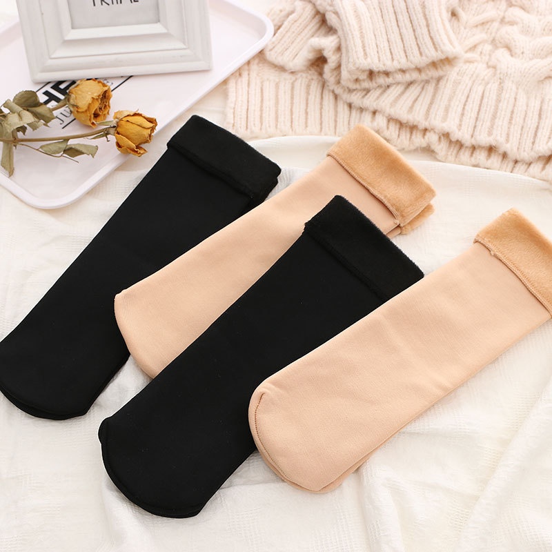 Vớ Len Cotton Cashmere Dày Dặn Mềm Mại Màu Trơn Thoáng Khí Giữ Ấm Mùa Đông Cho Nam Nữ