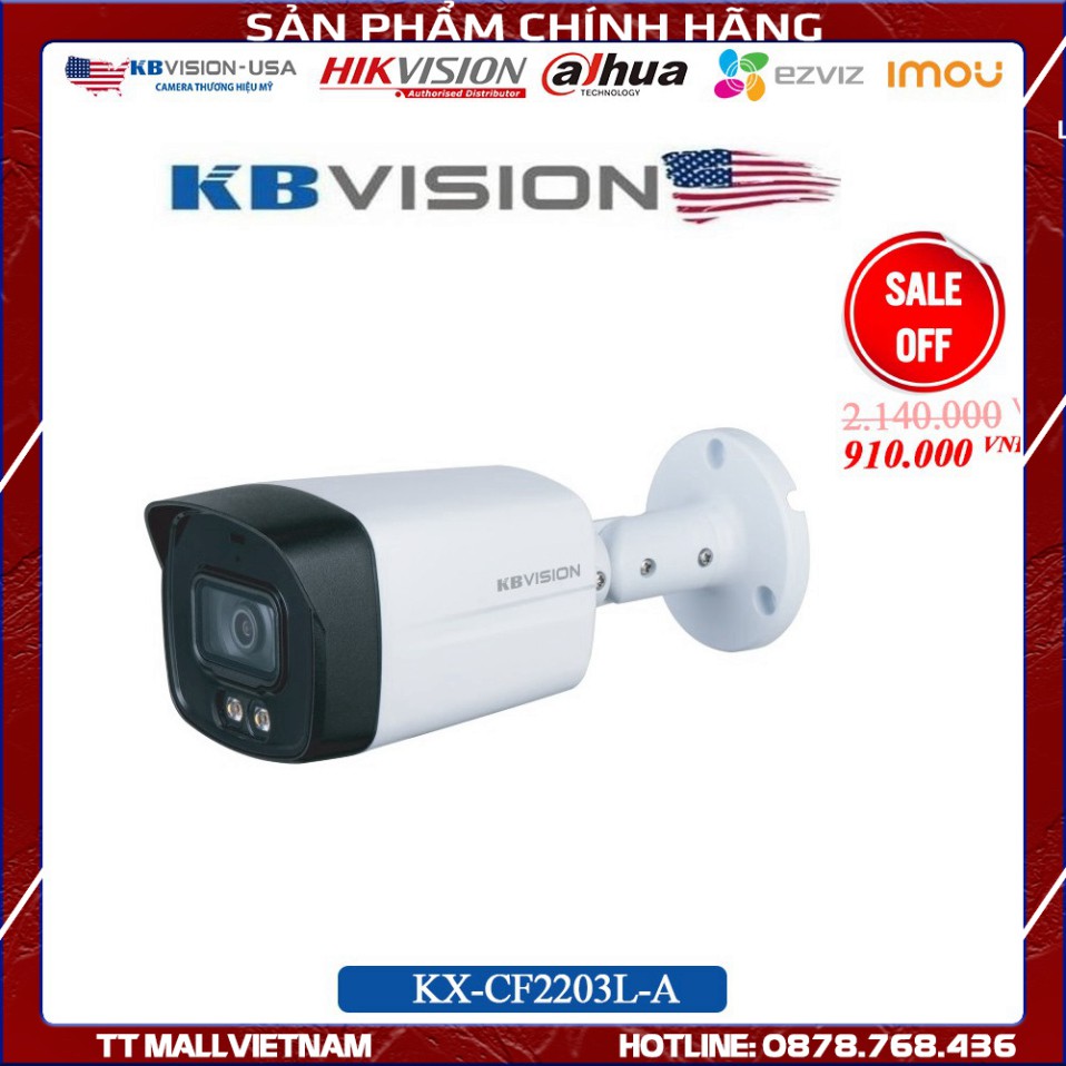 {Giá Tốt Nhất} Camera KBVISION KX-CF2203L-A 2.0MP CHÍP SONY FULL COLOR STARTLIGHT