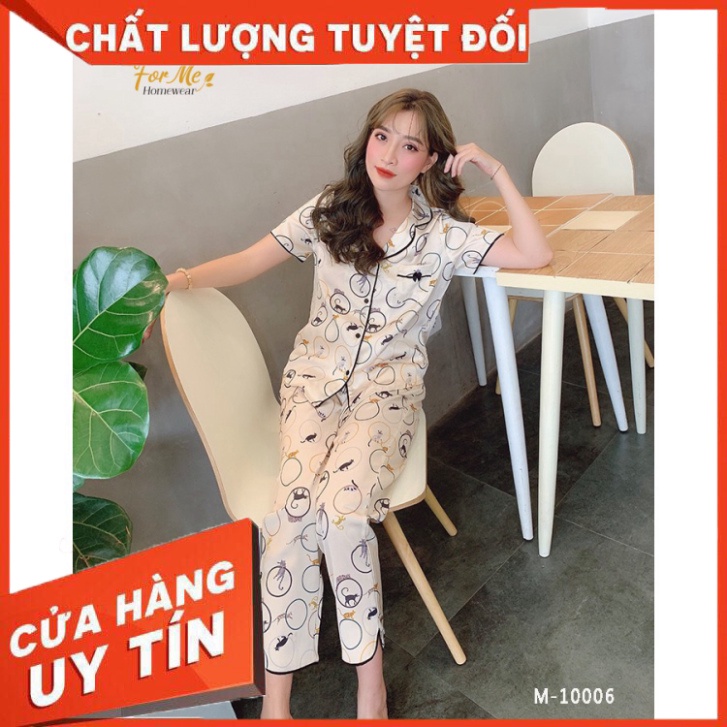 Bộ đồ ngủ, mặc nhà chất Lụa Giấy Luxury NGẮN TAY QUẦN DÀI XIẾC THÚ 10 ,forme pijama - Hàng nhập khẩu