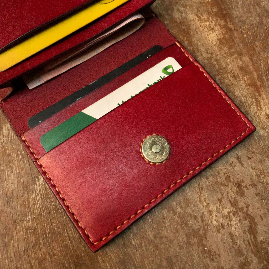 Ví nữ Mini màu Đỏ đô - Ví da handmade thủ công - Da thật nhập khẩu
