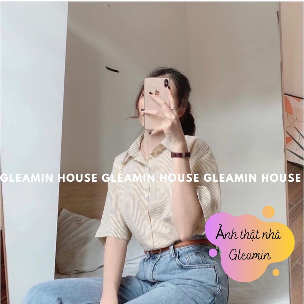 ( Video/ảnh thật ) Áo sơ mi nữ KẺ SỌC cộc tay cổ đức - Áo sơ mi nữ kẻ ngắn tay, đủ 4 màu [HÀNG QUẢNG CHÂU LOẠI 1] | BigBuy360 - bigbuy360.vn