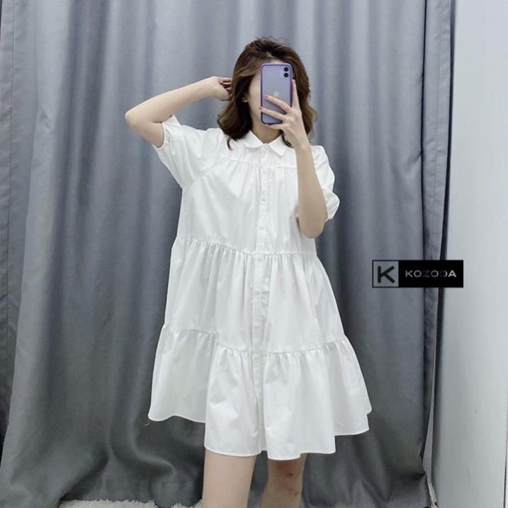 Đầm Babydoll Váy Trắng sơ mi ulzzang công chúa đi biển dài xếp ly suông đẹp nữ dài qua gối thiết kế đuôi cá Kozoda D8  ྇