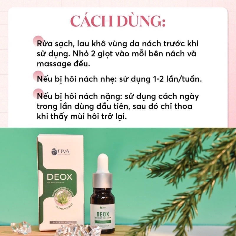 Serum Ova Deox giảm hôi nách, Serum ức chế tuyến mồ hôi nách, serum kháng khuẩn làm hồng nách