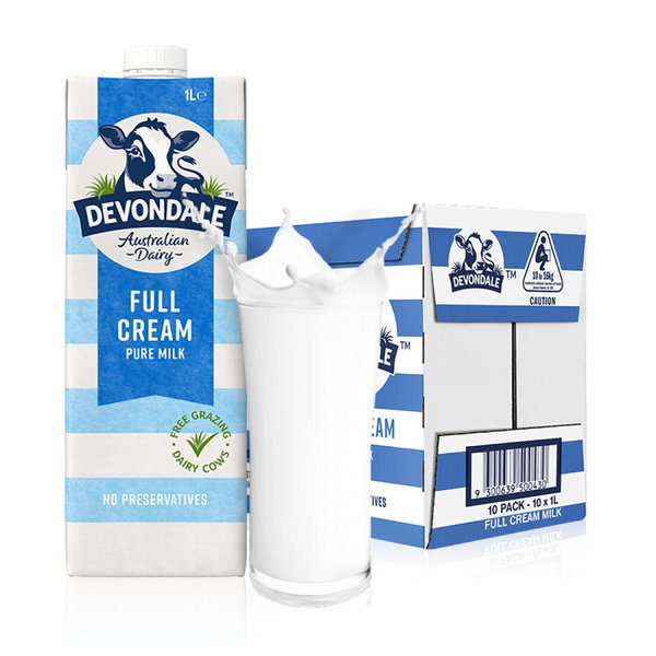 Sữa tươi nguyên kem vị tự nhiên không đường Devondale Úc hộp 1lit