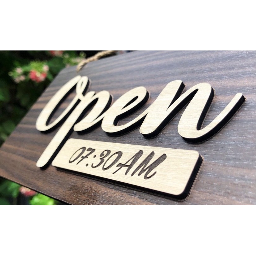 Bảng gỗ Open - Closed treo tường Decor Vintage