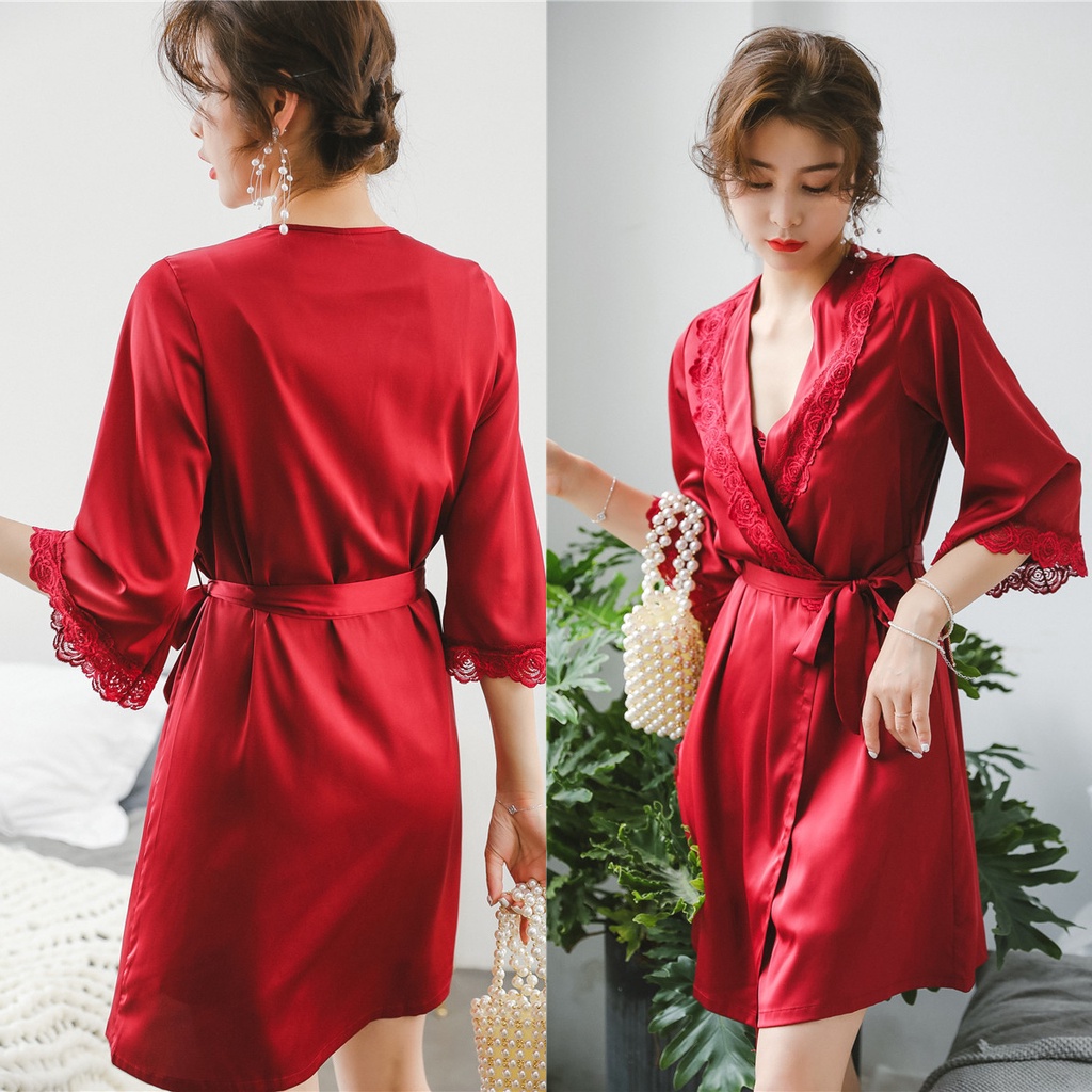 Áo choàng ngủ gợi cảm chất cao cấp mềm mịn A615 - áo choàng ngủ phi lụa