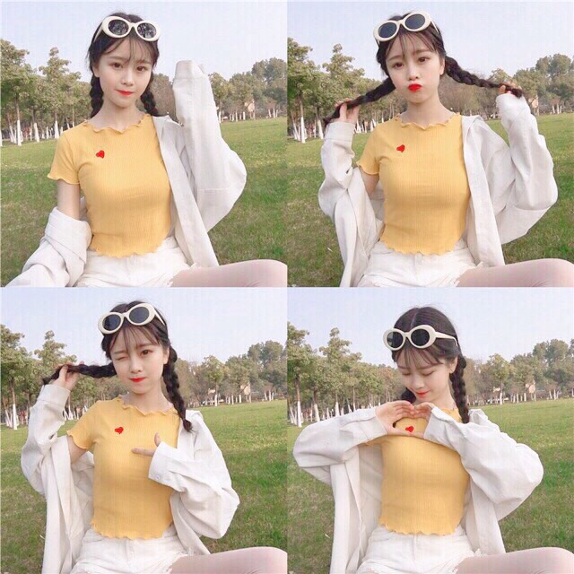 ÁO CROPTOP THÊU QUẢNG CHÂU( hình thật)