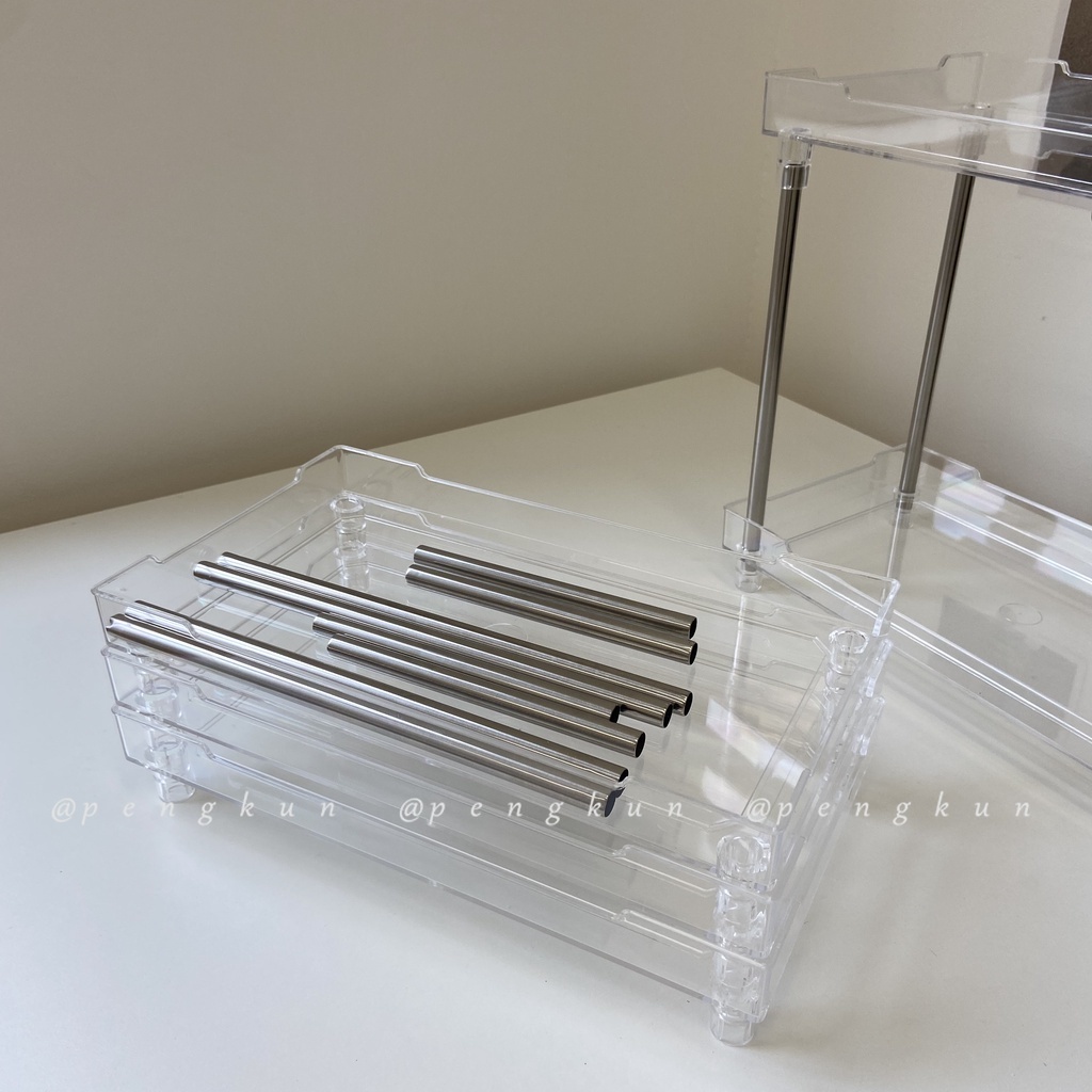 Kệ Đựng Mỹ Phẩm Hai Tầng Cỡ Lớn Trong Suốt Chống Thấm Nước Phong Cách ins Đơn Giản Cho Phòng Tắm/Phòng Ngủ