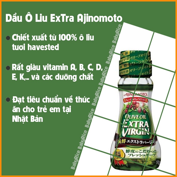 Dầu Oliu Olive Extra Virgin Ajinomoto Dầu Ăn Cho Bé Ăn Dặm Hàng Nội Địa Nhật BabyRice 037