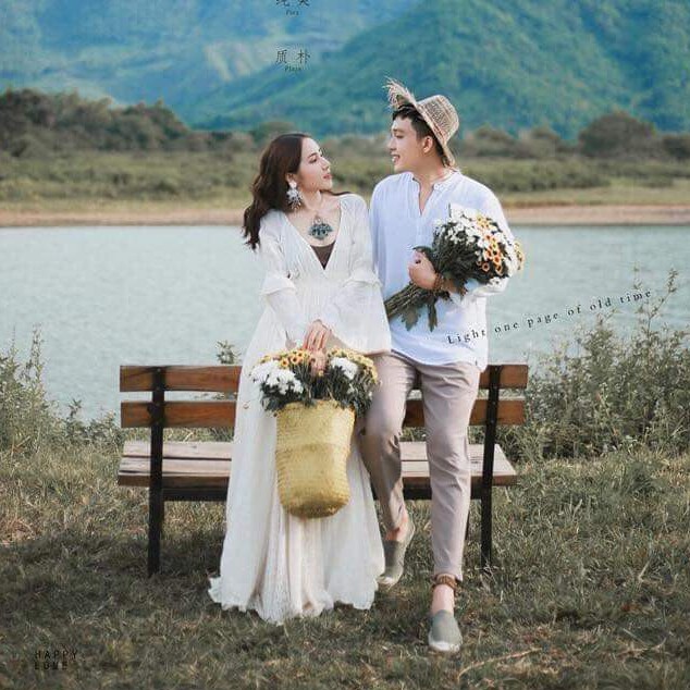 Đầm xô kem dài chụp cưới, chụp concept rất đẹp