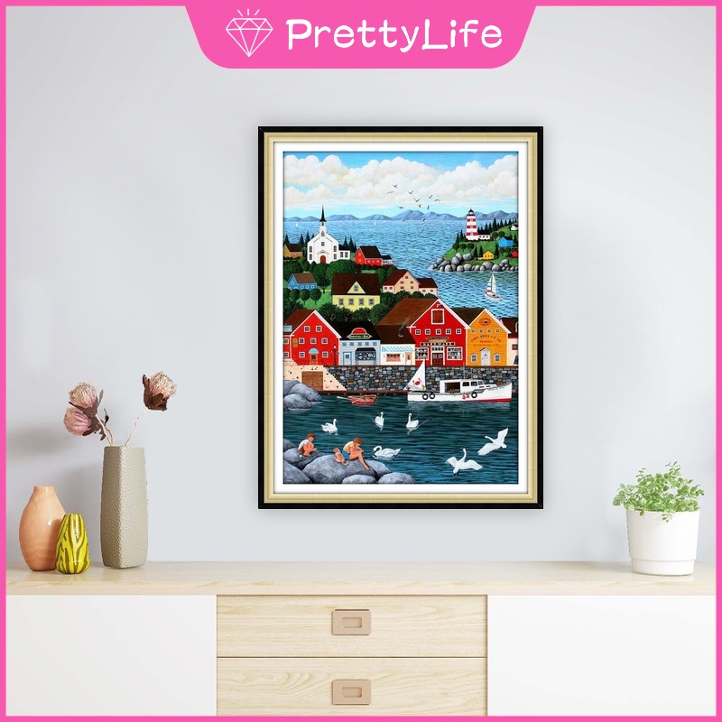 Bộ Tranh Đính Đá 5D Tự Làm 30x40cm/40x50cm Trang Trí Nhà Cửa/Bãi Biển