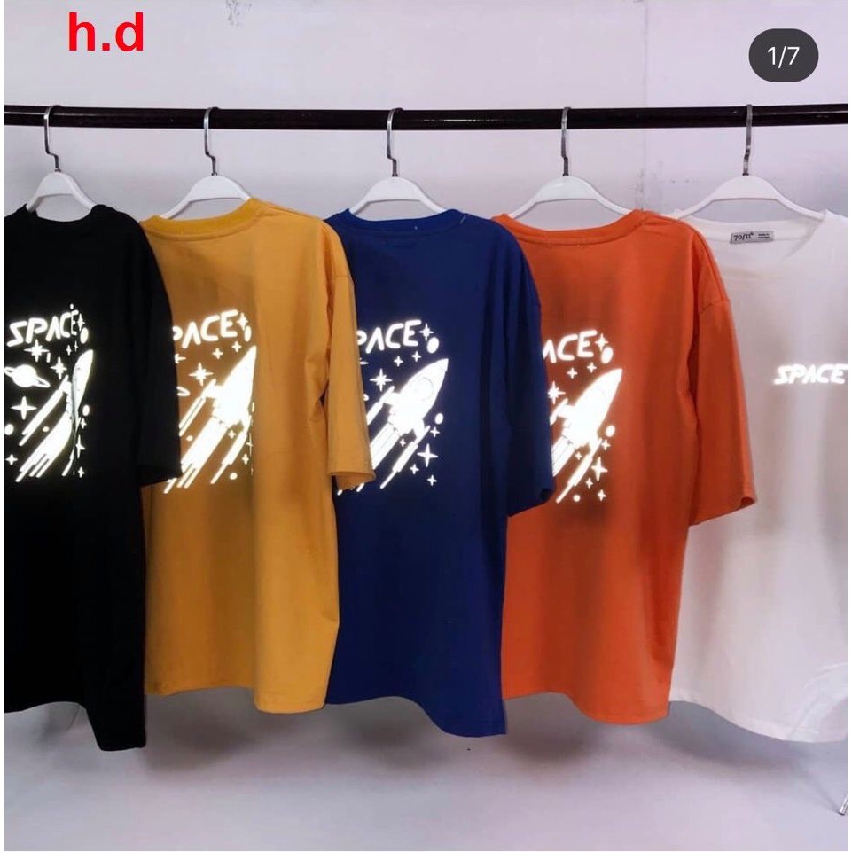 Áo thun tên lửa phản quang in lưng chất cotton mịn thoáng mát năng động cả ngày dài